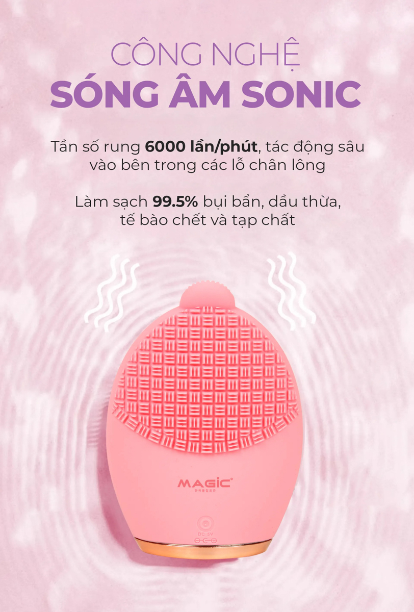 Máy rửa mặt Magic B-40 có thiết kế silicon mềm mại và nhỏ gọn