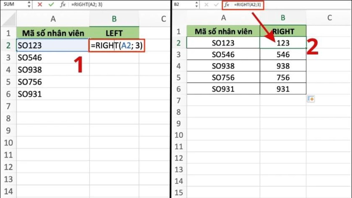 Sử dụng hàm lấy ký tự bất kỳ trong chuỗi Excel hàm 3