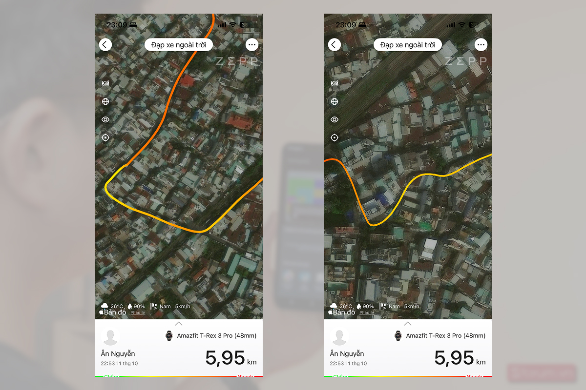 Kết quả sau khi đạp xe với Amazfit T-Rex 3 Pro
