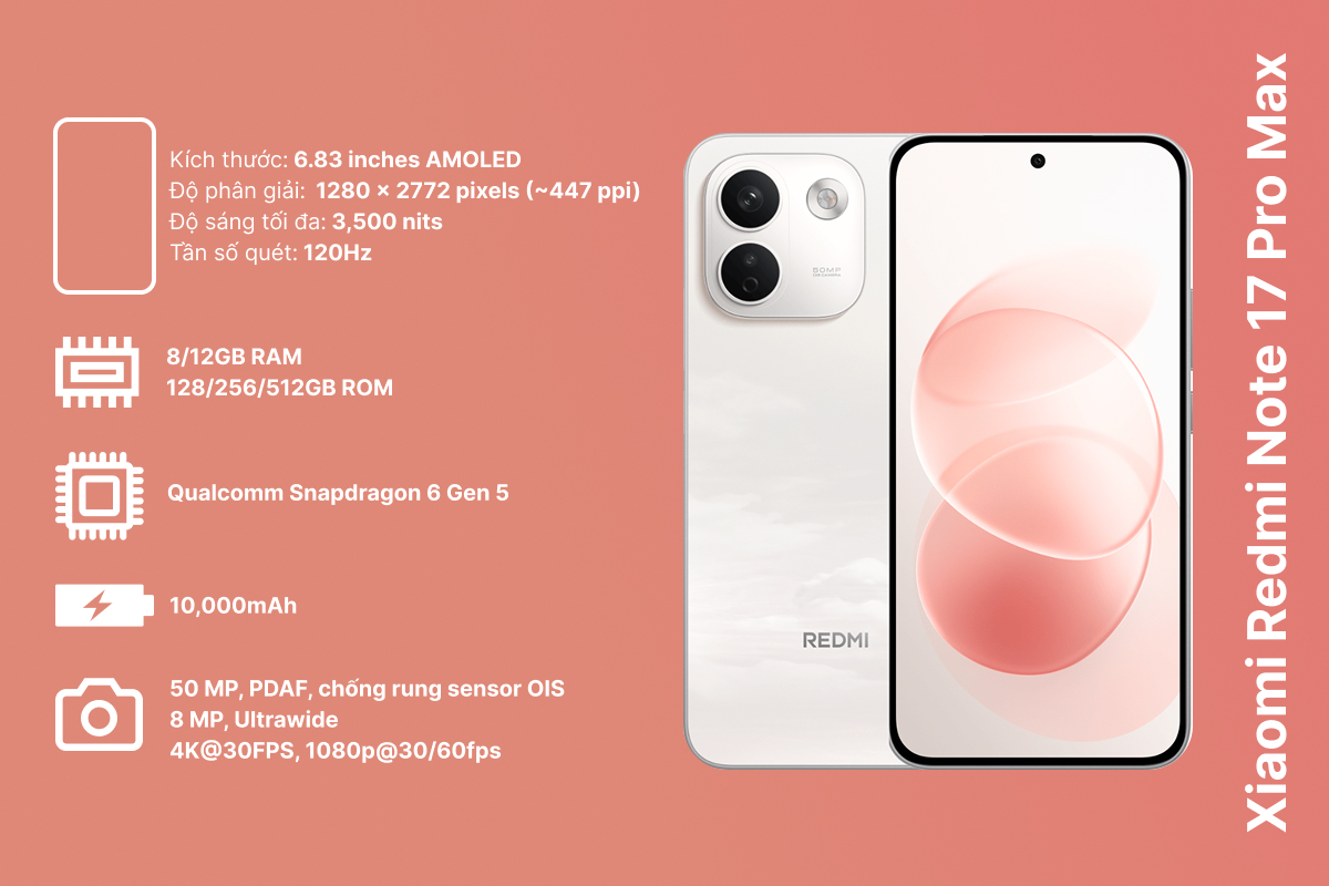 Thông số cấu hình của Xiaomi Redmi Note 17 Pro Max