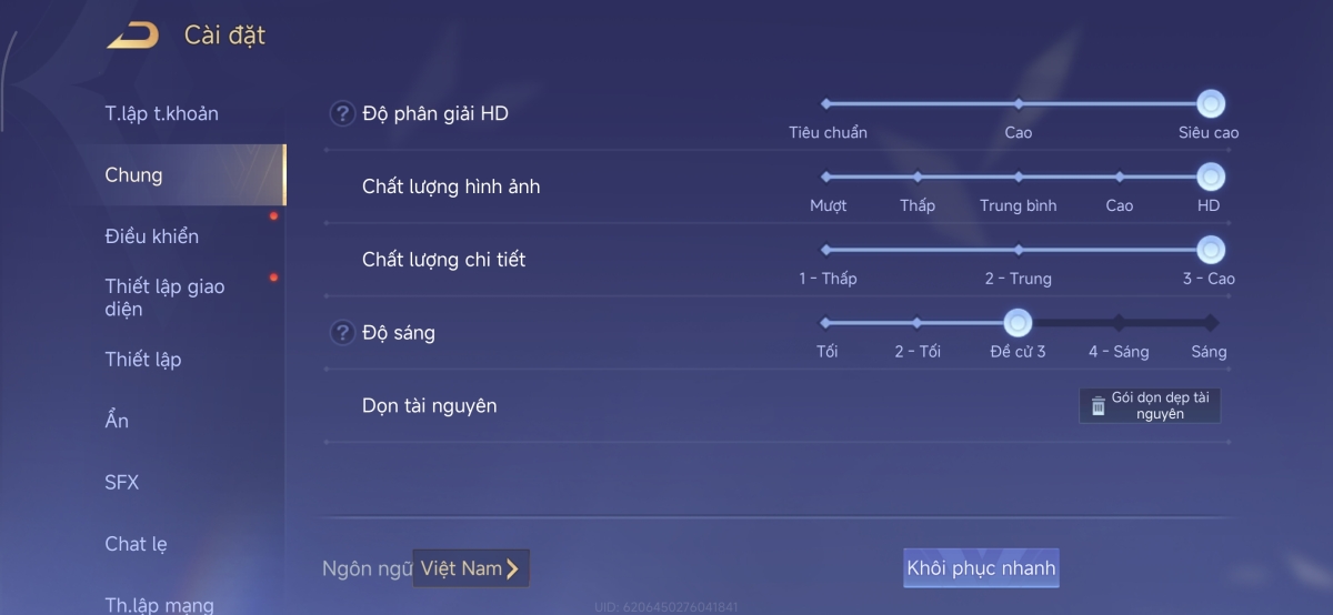Cấu hình của Liên Quân Mobile trên Xiaomi 15T