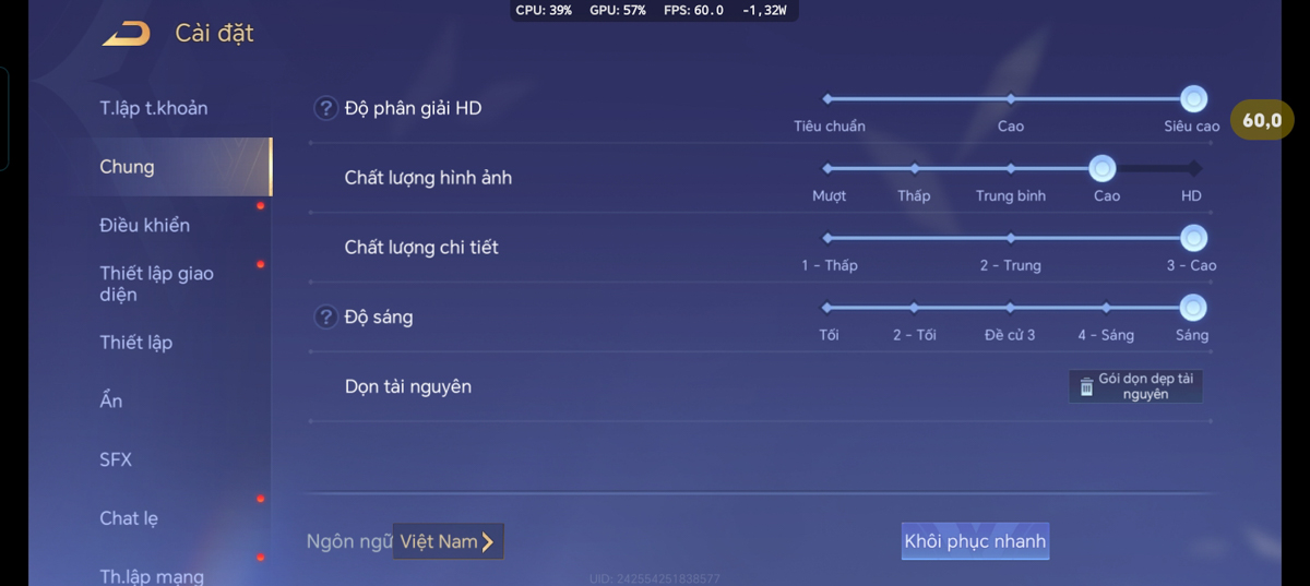 Cấu hình game Liên Quân Mobile trên HONOR X7d