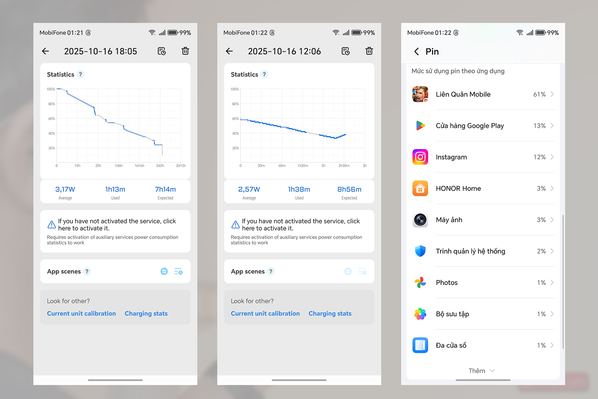 Thống kê mức sử dụng pin trên HONOR X9c