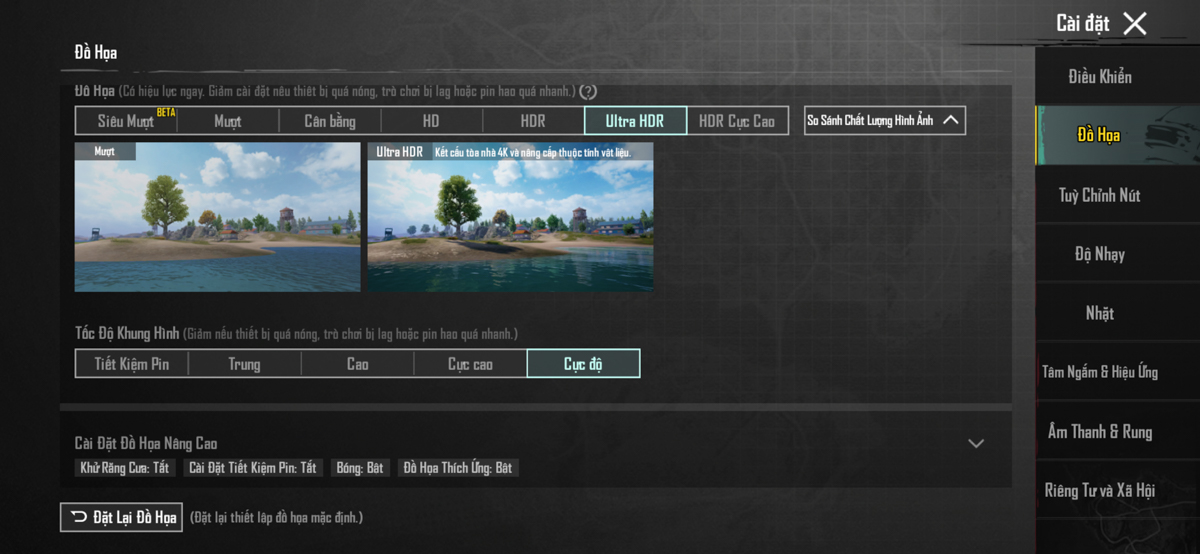 Cấu hình PUBG Mobile trên iPhone 15 Pro Max