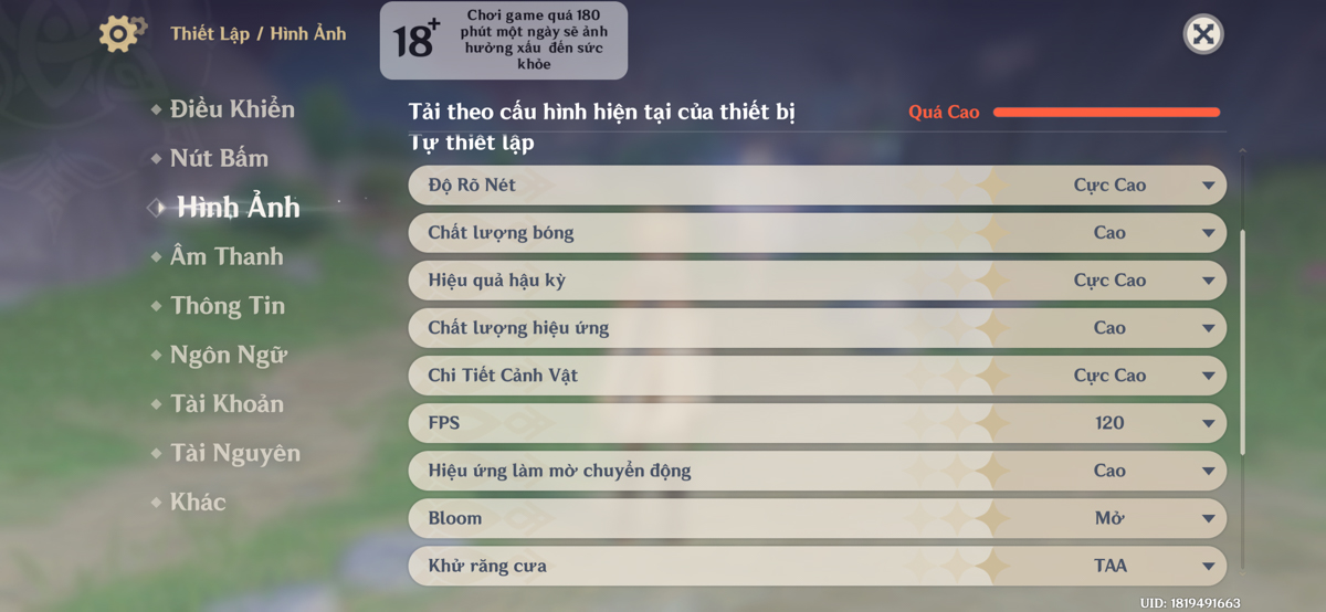 Cấu hình Genshin Impact trên iPhone 15 Pro Max