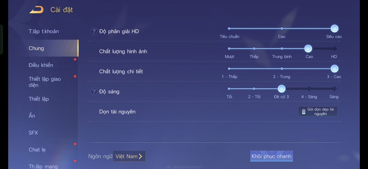 Mức cấu hình cho tựa game Liên Quân Mobile trên OPPO A6t