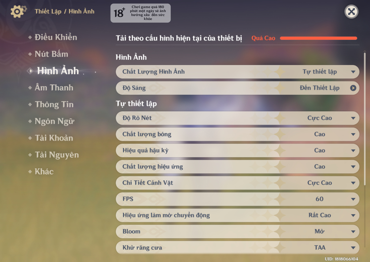 Cấu hình Genshin Impact trên OPPO Pad 5