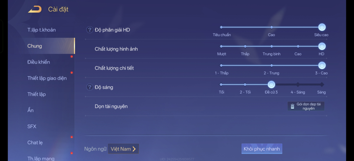 Cấu hình game Liên Quân Mobile trên OPPO Reno15 F 5G