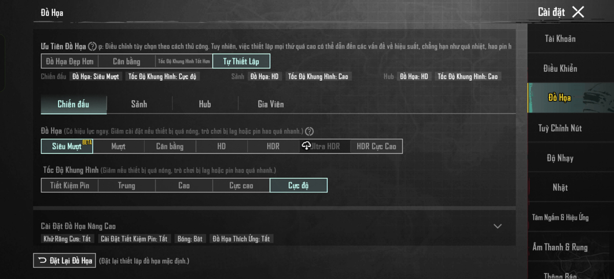 Cấu hình game PUBG Mobile trên OPPO Reno15 F 5G