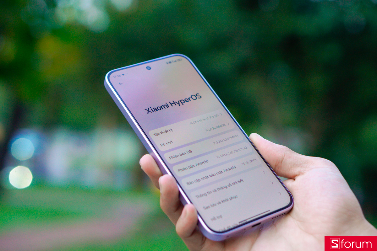 Redmi Note 15 Pro 5G được rang bị một bộ khung cực kỳ vững chãi, đạt chứng nhận chống rơi vỡ SGS 5 sao của Thụy Sĩ