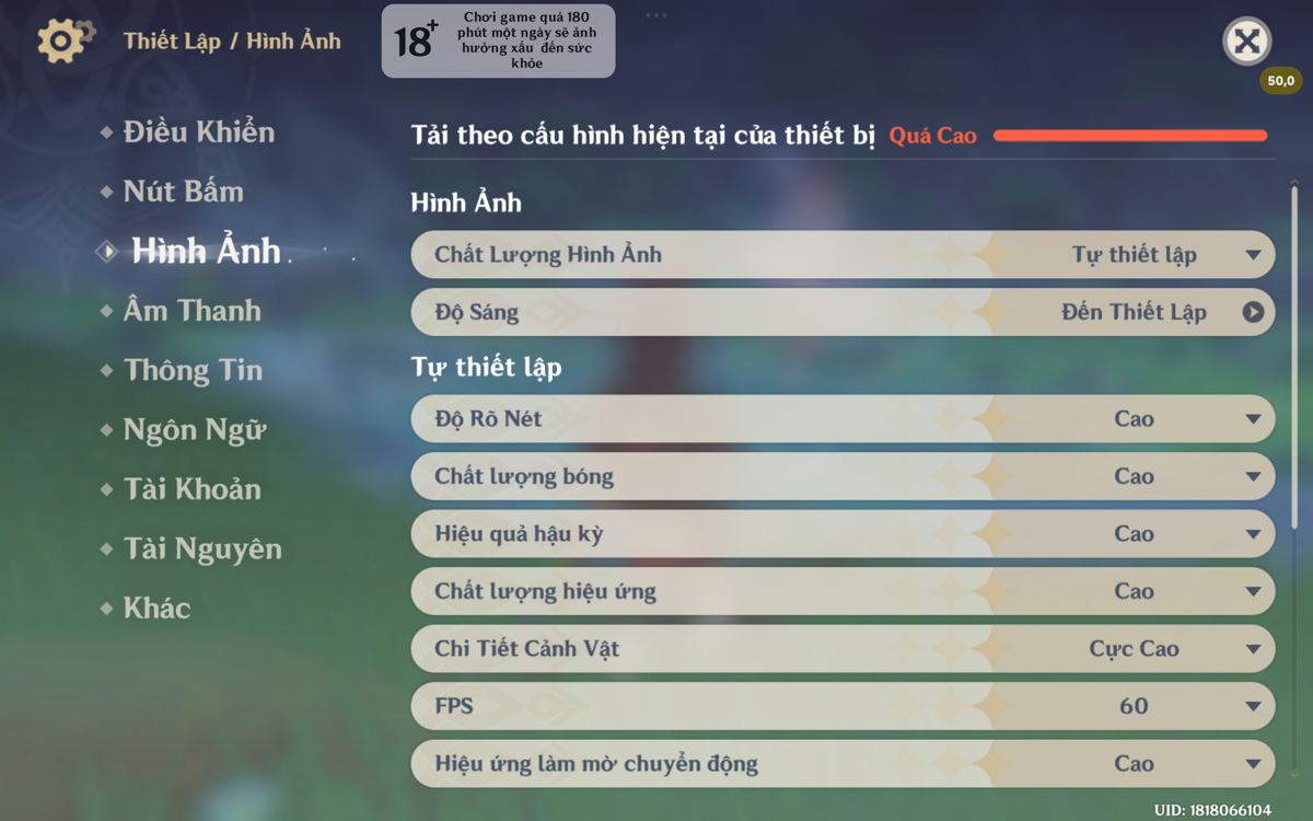 Cấu hình test game Genshin Impact trên Redmi Pad 2 Pro 5G