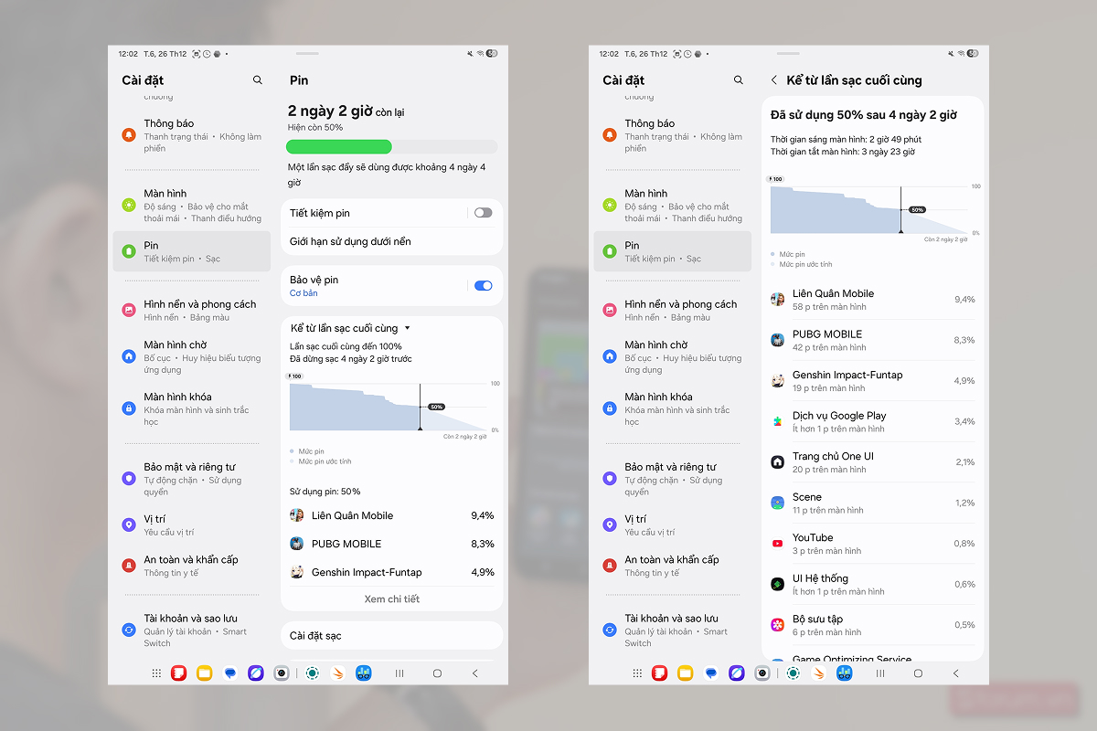 Thời lượng sử dụng pin trên Samsung Galaxy Tab A11 Plus