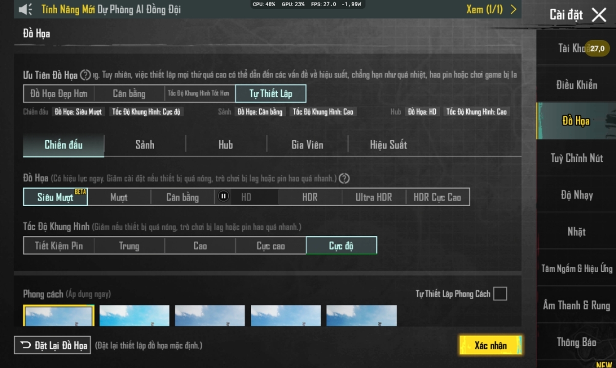 Cấu hình PUBG Mobile trên Samsung Galaxy Tab A11