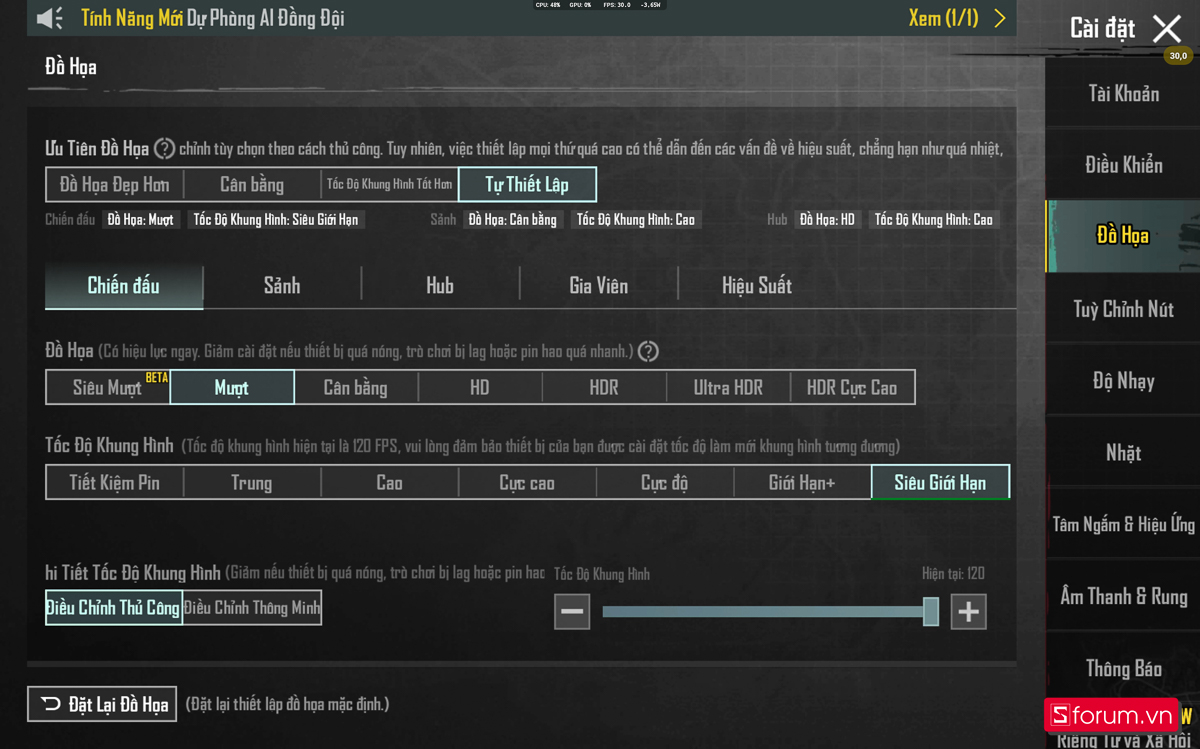Cấu hình PUBG Mobile trên Samsung Galaxy Tab S11 Ultra