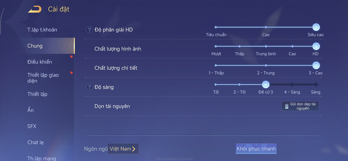 Cấu hình Liên Quân Mobile trên Xiaomi 15T