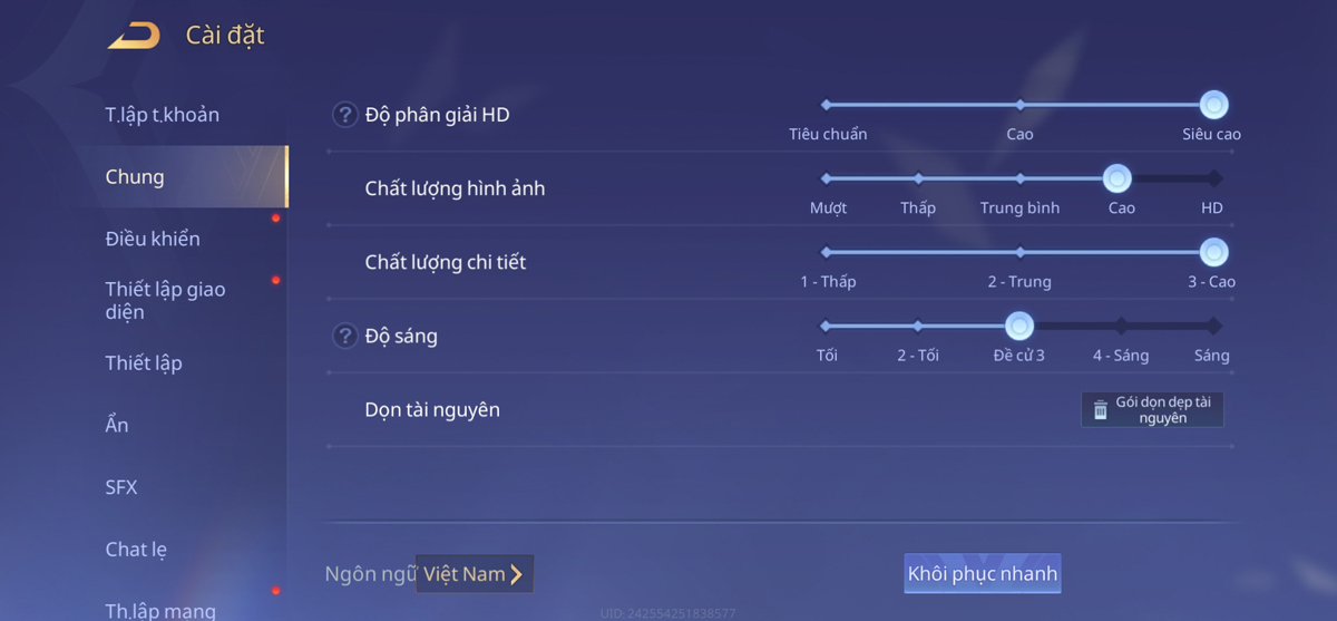 Mức settings Liên Quân Mobile để đánh giá hiệu năng ZTE Nubia Neo 5 5G