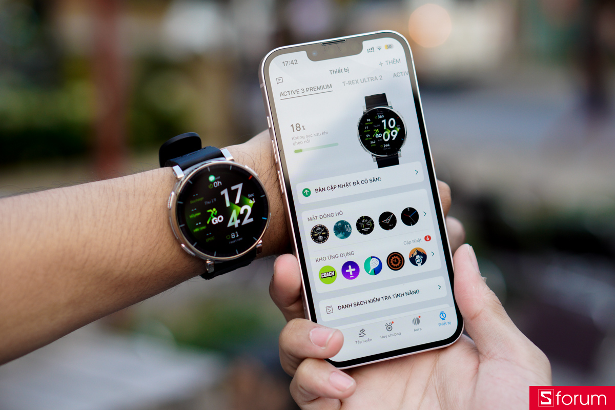 Amazfit Active 3 Premium được kết nối và đồng bộ nhanh chóng cùng ứng dụng Zepp