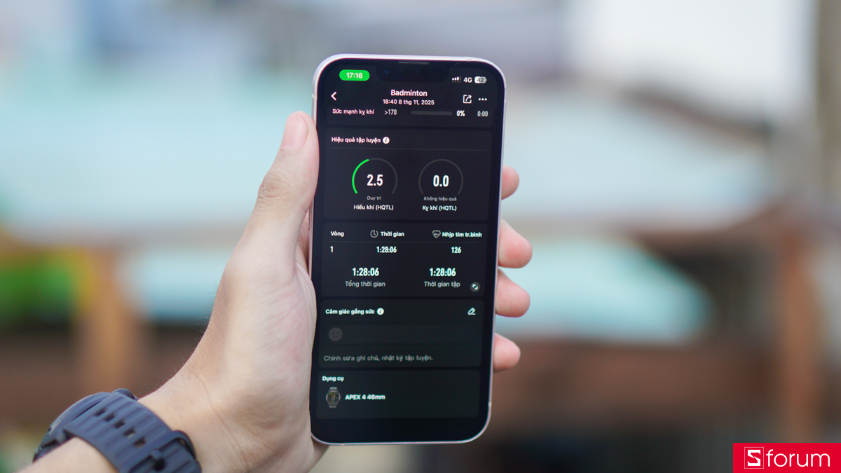 Các thông số và chỉ số đo đạc đã được đo trên Coros Apex 4.