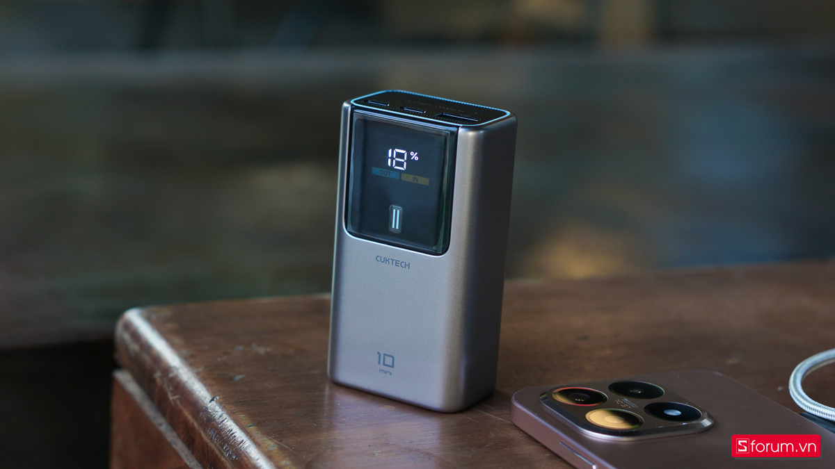 Giao diện phần trăm pin trên Cuktech 10 Mini