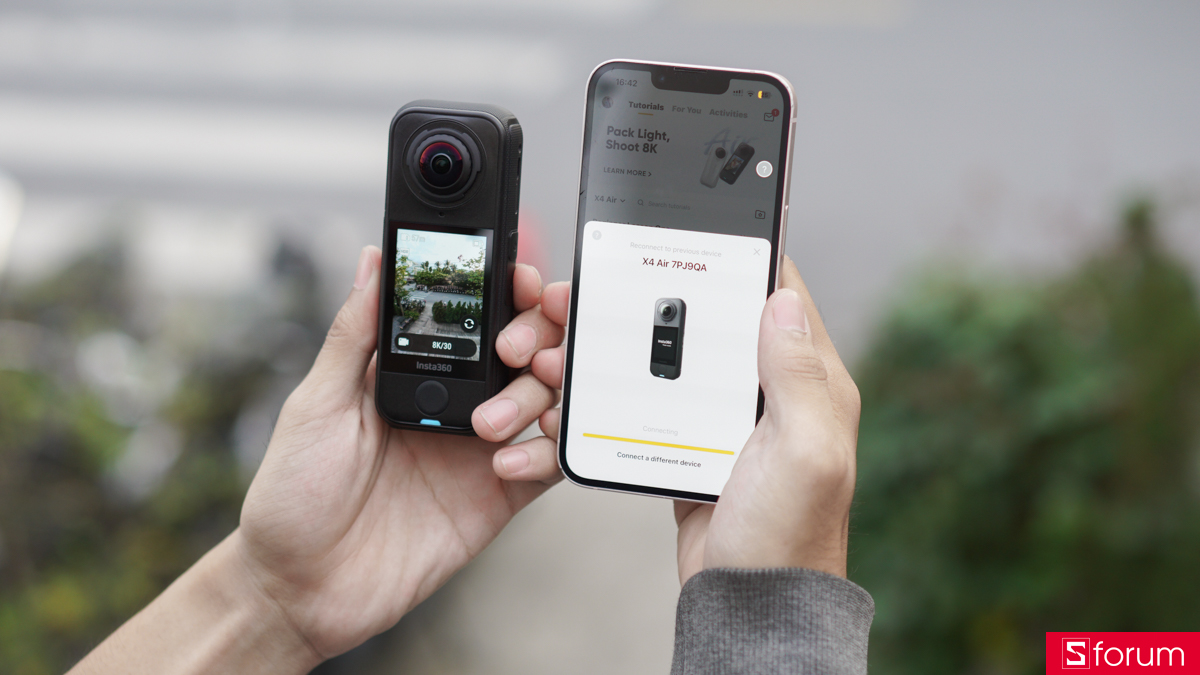 Việc kết nối Insta360 X4 Air với điện thoại vô cùng đơn giản