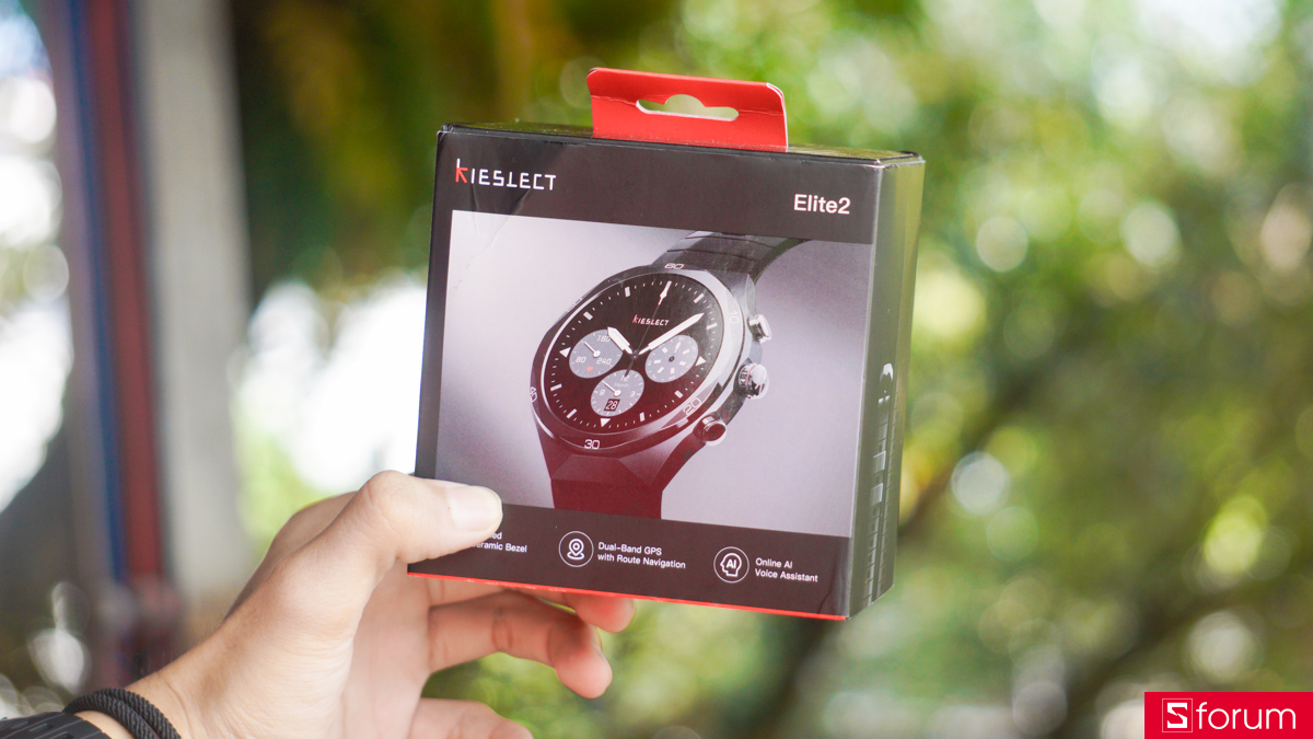 Kieslect Elite 2 mang phong cách đóng hộp cơ bản, màu đen chủ đạo cùng hình ảnh tả thực sản phẩm ở mặt trước