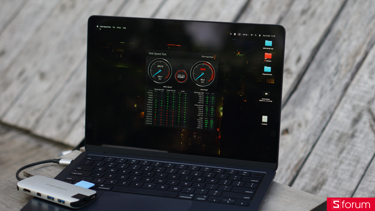 Kết quả đo tốc độ đọc ghi trên Blackmagic Disk Speed Test của thẻ nhớ MicroSD Sandisk Creator