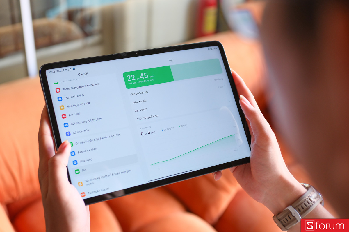 Xiaomi Pad 8 sở hữu viên pin dung lượng lớn 9200mAh, cho khả năng sử dụng lên đến gần 18 giờ