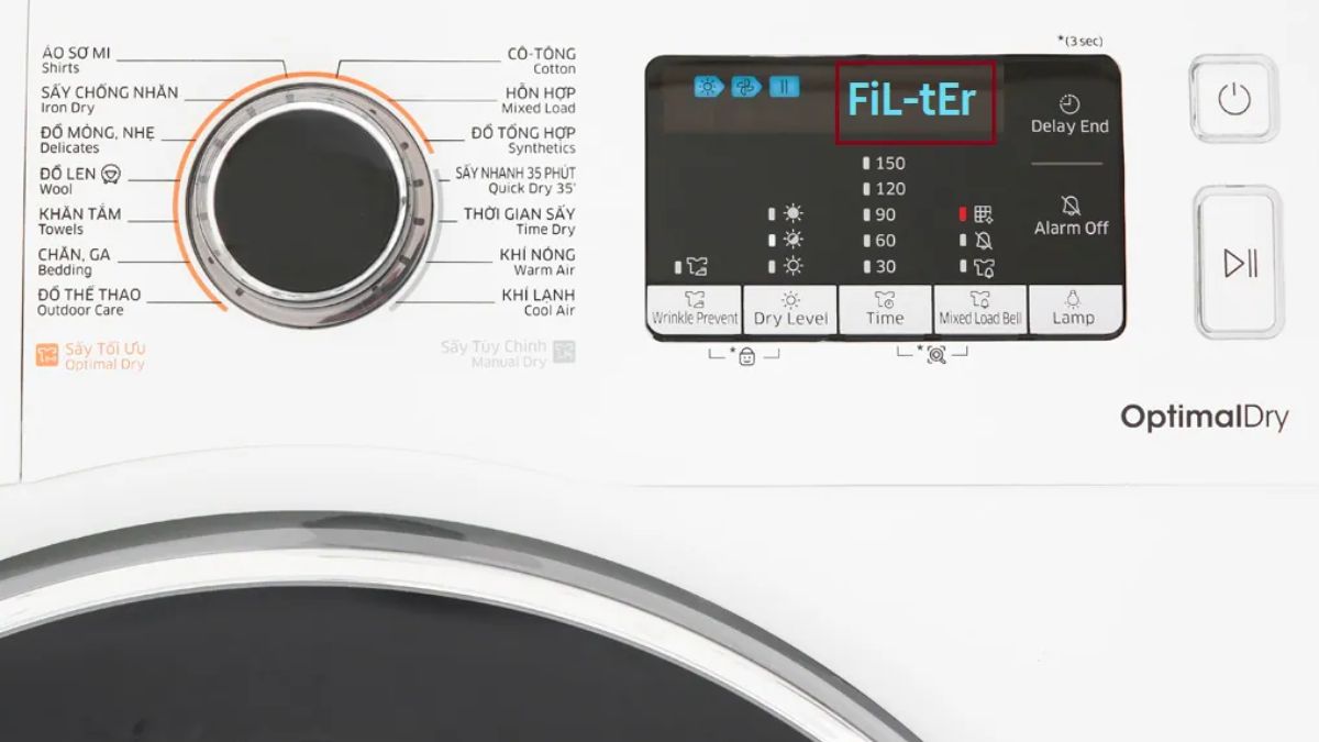 Trường hợp máy sấy Samsung Heatpump hiển thị mã lỗi