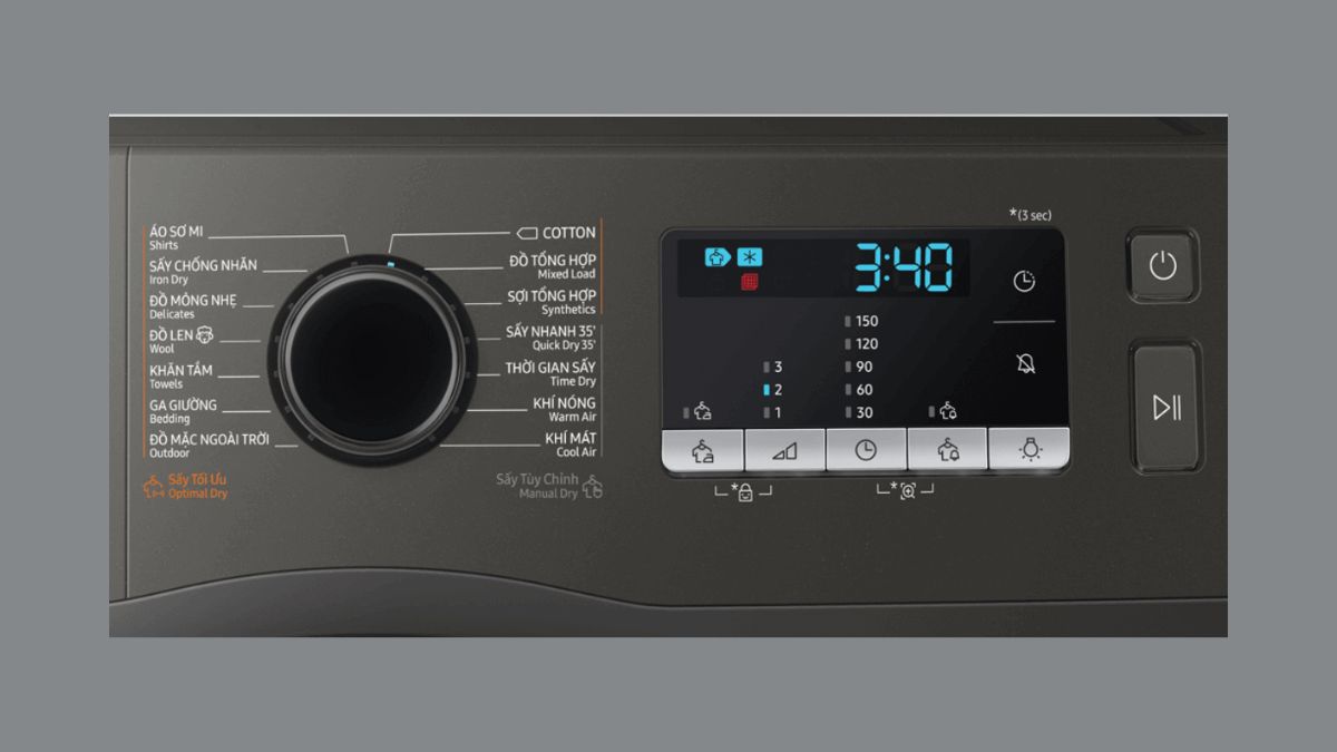 Các chương trình sấy phổ biến trên máy sấy Samsung Heatpump