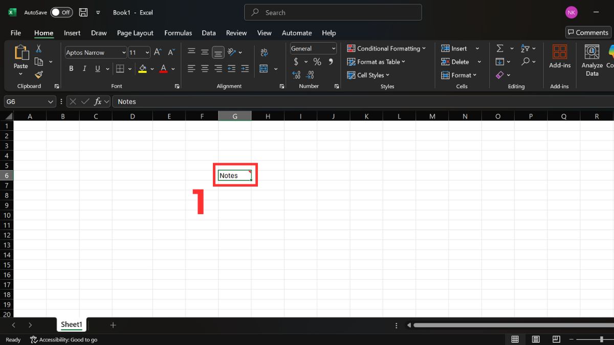 Cách xóa ghi chú trong Excel bằng chuột bước 1