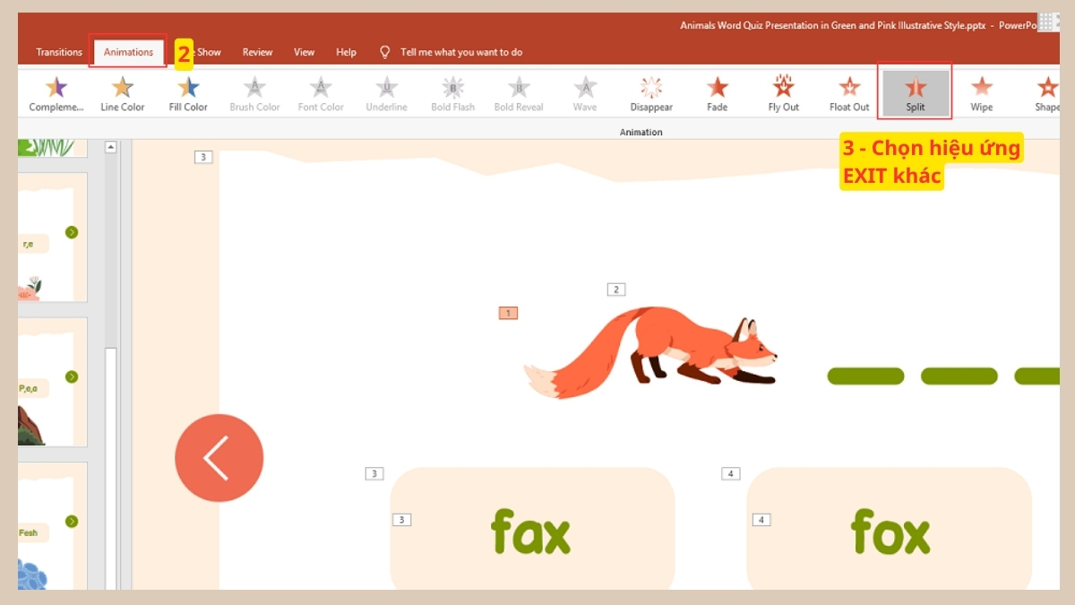 Cách thay đổi hiệu ứng biến mất trong PowerPoint 2