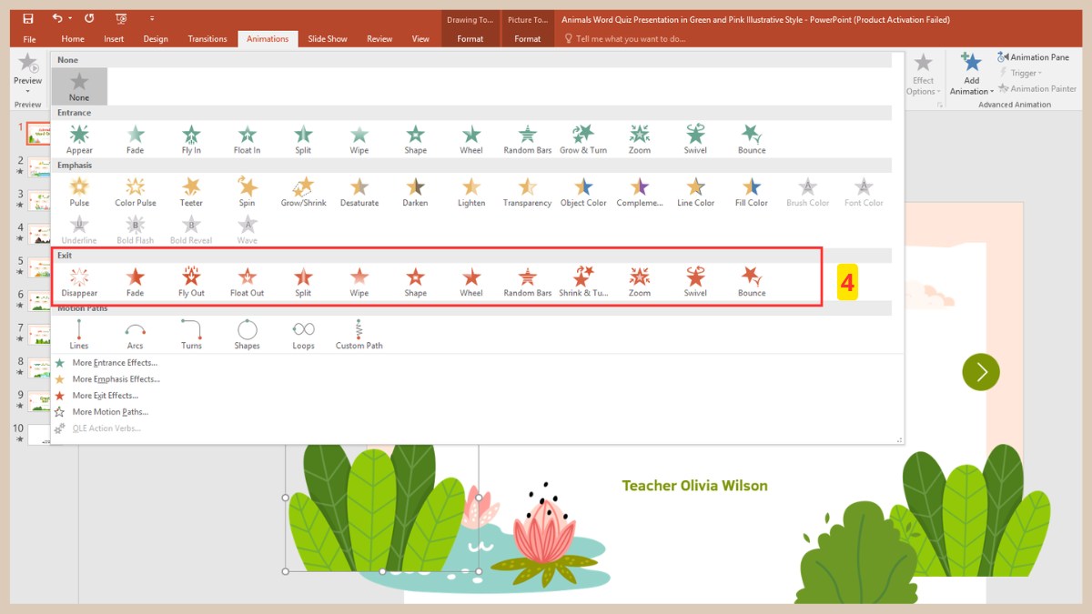 Cách tạo hiệu ứng biến mất trong PowerPoint Bước 2b