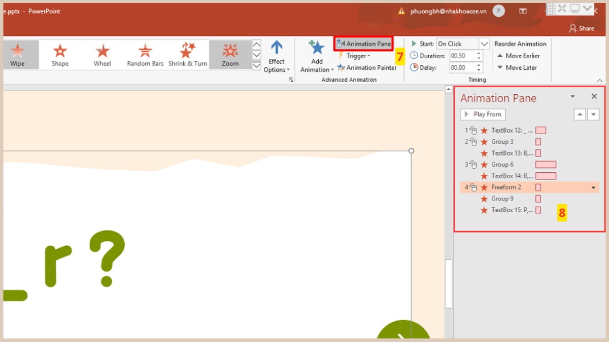 Cách tạo hiệu ứng biến mất trong PowerPoint Bước 3b