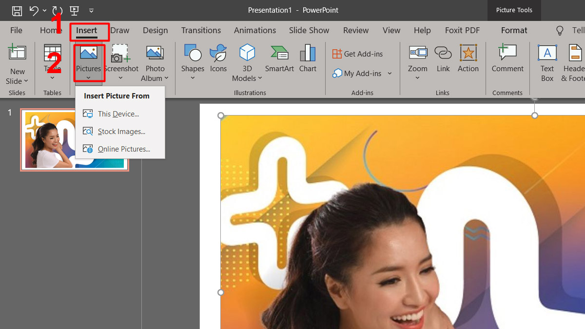 Cách làm trong suốt ảnh trong PowerPoint thủ công Bước 1