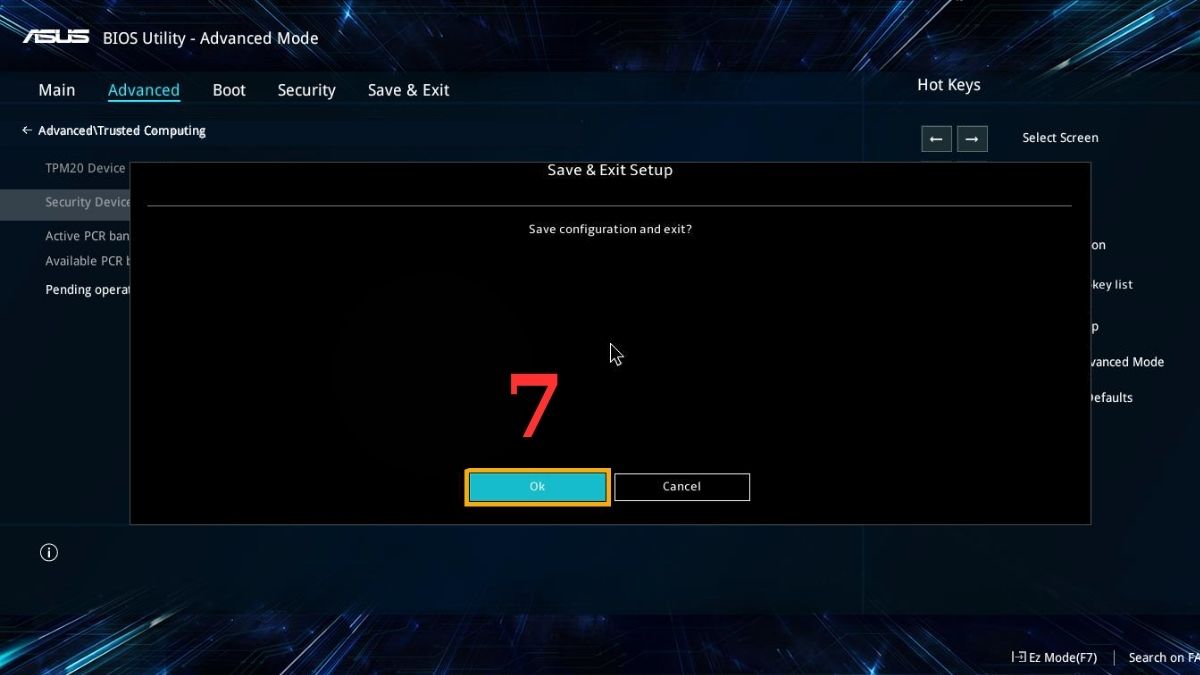 Cách bật TPM 2.0 trên main ASUS Bước 5