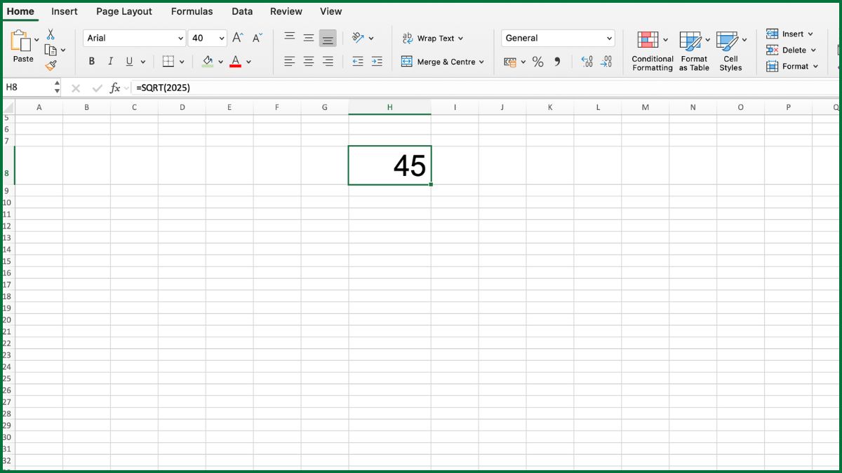 Cách tính căn bậc 2 trong Excel bằng hàm SQRT 