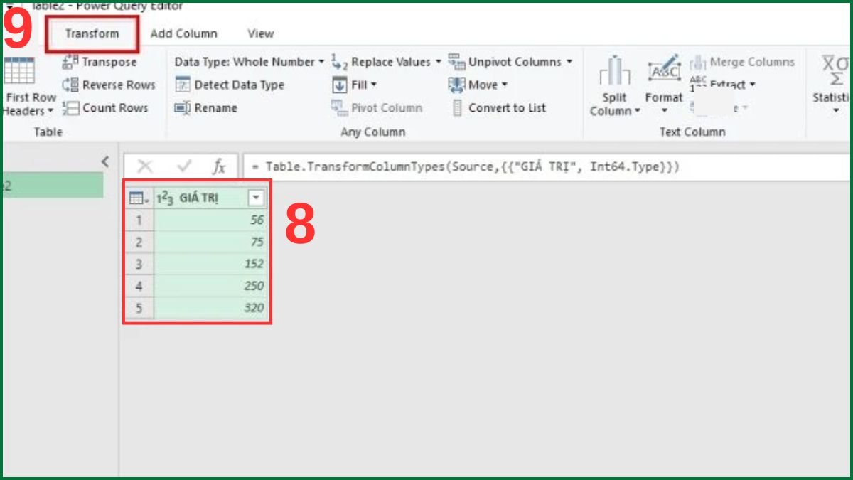 Cách tính căn bậc 2 trong Excel bằng Power Query bước 2b