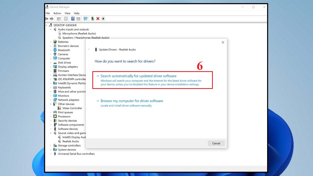 Cập nhật Driver âm thanh mới nhất bước 3