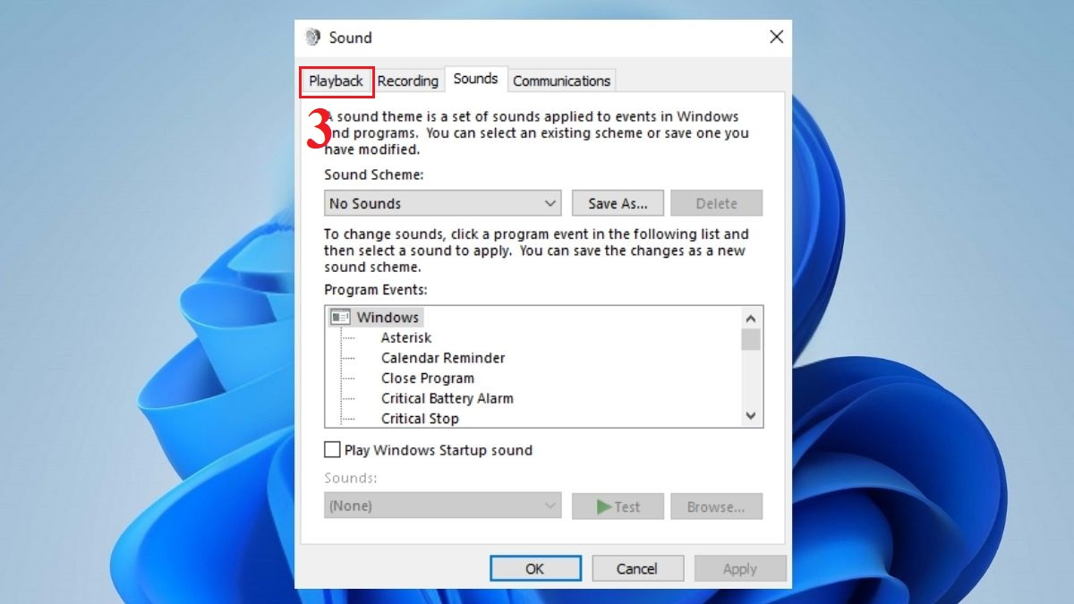 Chọn lại thiết bị phát âm thanh trong Playback Devices bước 2