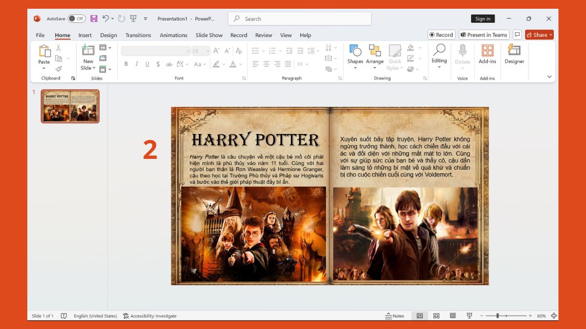 Tạo hiệu ứng lật trang sách trong PowerPoint bước 2