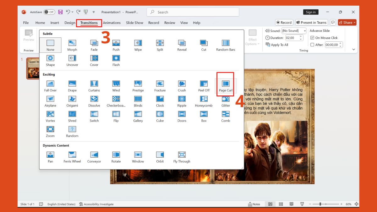 Tạo hiệu ứng lật trang sách trong PowerPoint bước 3