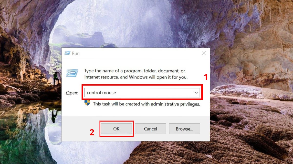 Mất con trỏ chuột trên màn hình laptop Asus: Sử dụng cửa sổ Run Bước 1