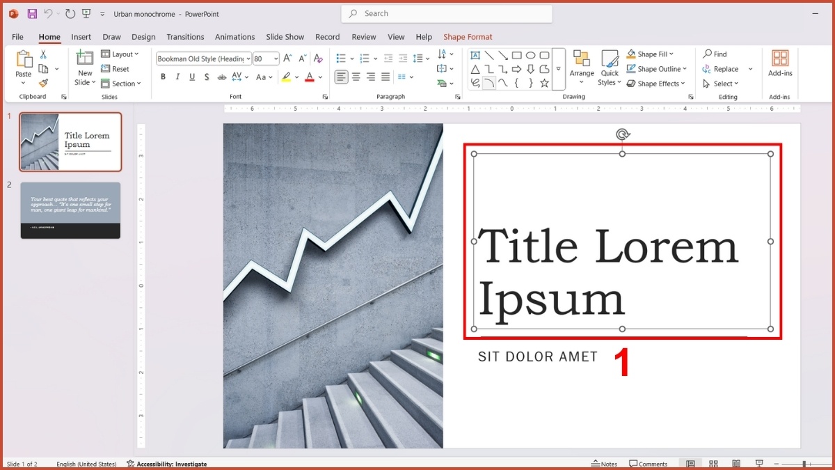 Cách thêm hiệu ứng Emphasis trong PowerPoint Bước 1
