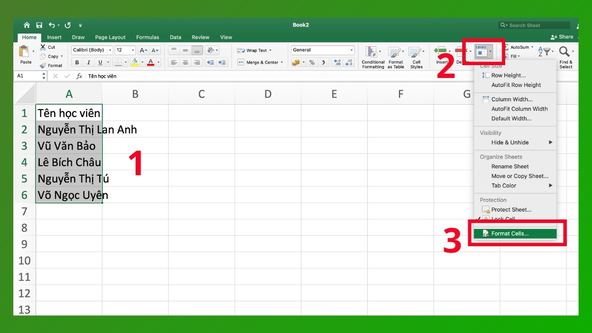 Canh đều trong excel hai bên bằng tính năng Justify Bước 2