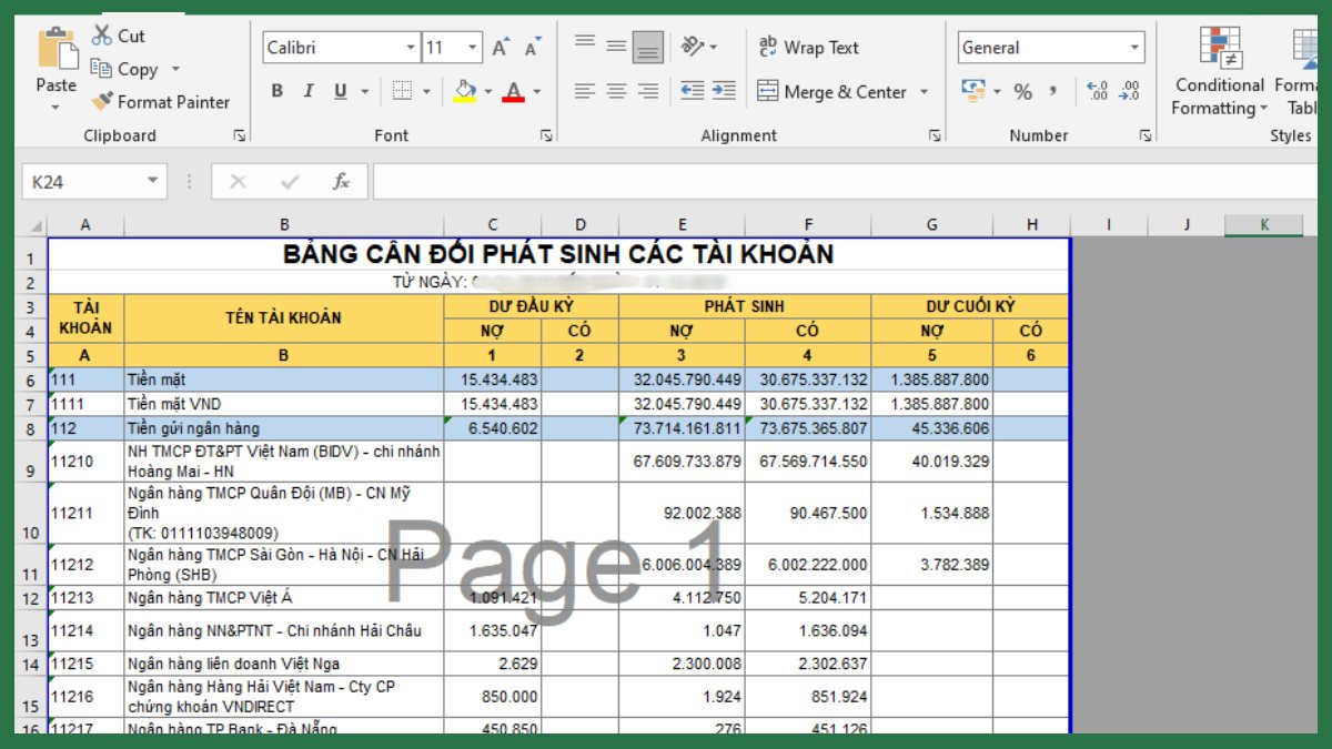 Lưu ý khi bỏ chữ Page trong Excel