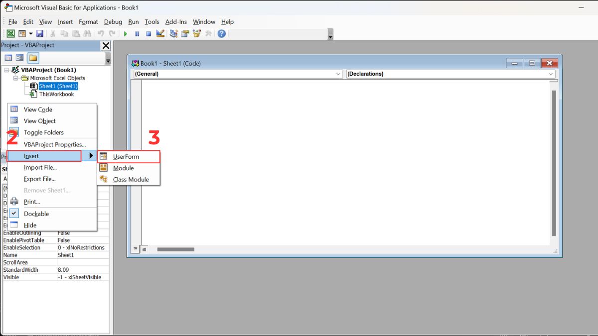 Cách nhập dữ liệu trong Excel bằng Form tự tạo từ VBA  Bước 2a