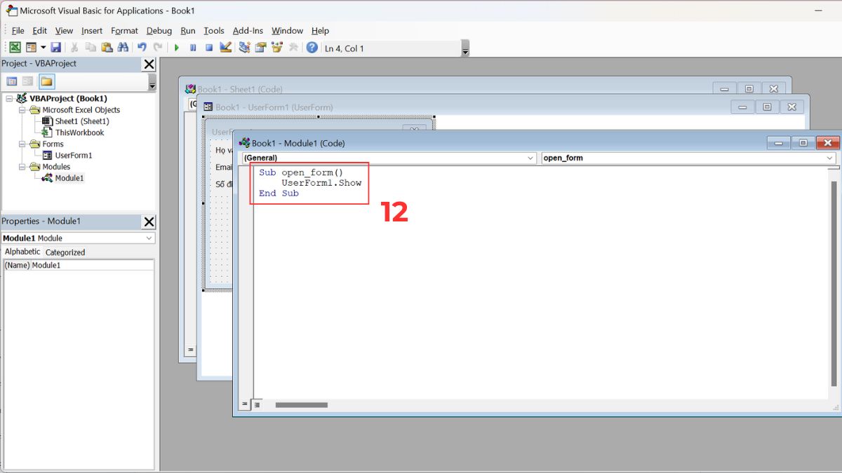 Cách nhập dữ liệu trong Excel bằng Form tự tạo từ VBA  Bước 3b