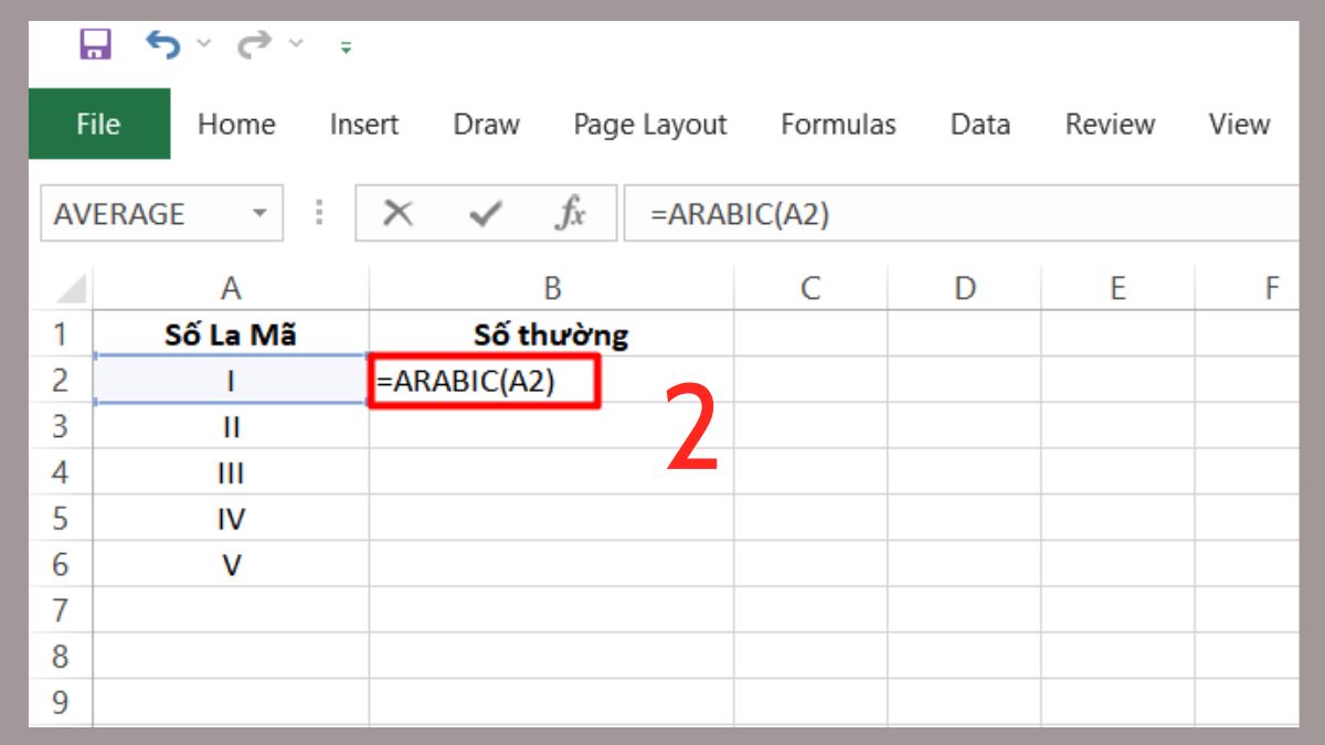 Cách chuyển số La Mã về số thường trong Excel Bước 2