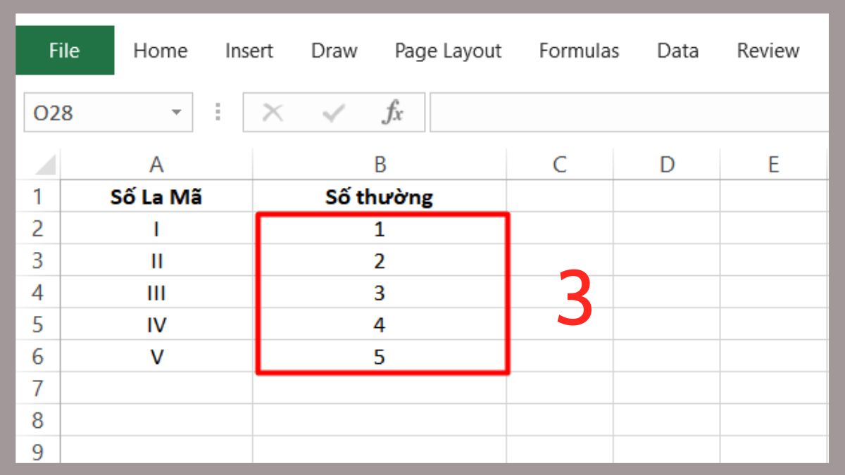 Cách chuyển số La Mã về số thường trong Excel Bước 3