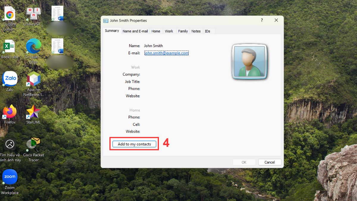 Chuyển file VCF sang Excel dùng Windows Contacts Bước 2